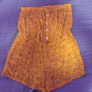 rue 22 yellow strapless romper